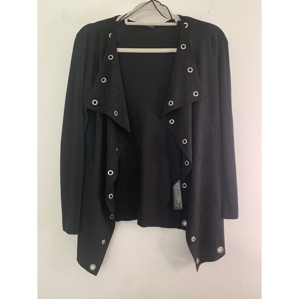 Zara Knit Draped Open Front Long Sleeve Cardigan Women’s Sz S Black Metal Y2K